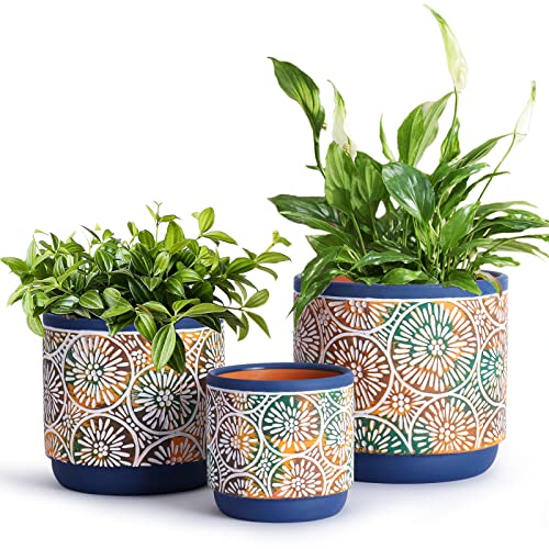 DeeCoo 3 Piece Ceramic Plant pots Indoor Pots Set with...