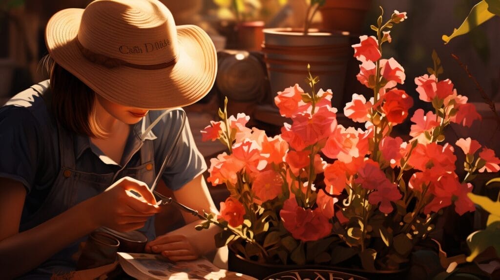 Are Snapdragons Cut And Come Again?: Mastering Snapdragon Cultivation in 2024 3 Gardener planting snapdragon seeds, labeled packets, watering can, seedlings, sunny garden bed.