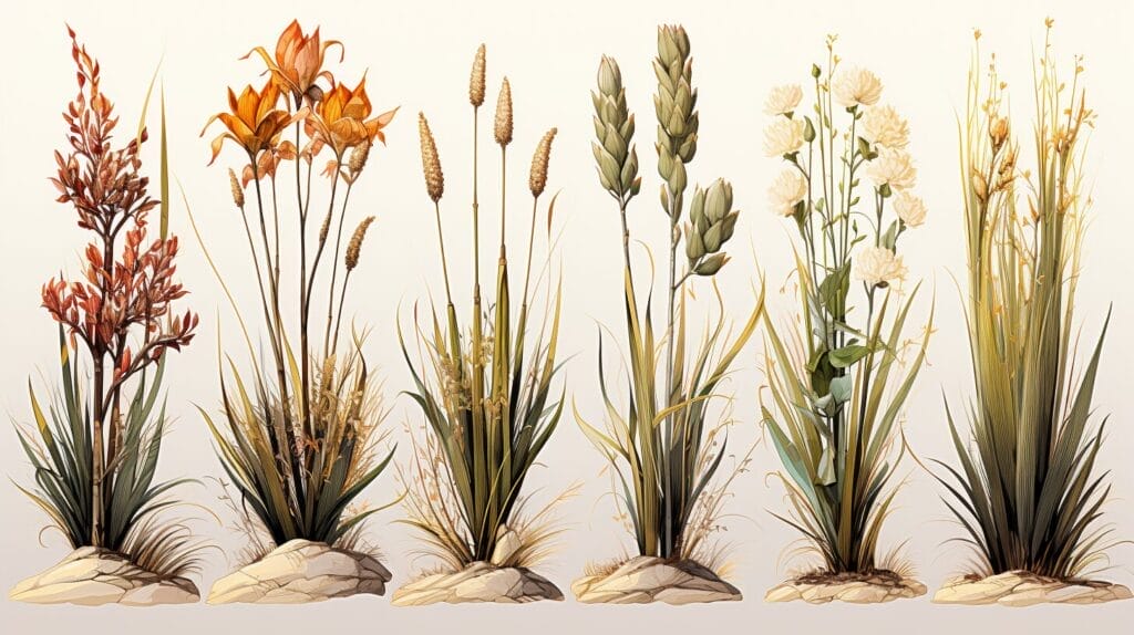 Yucca leaf spot detail illustration.