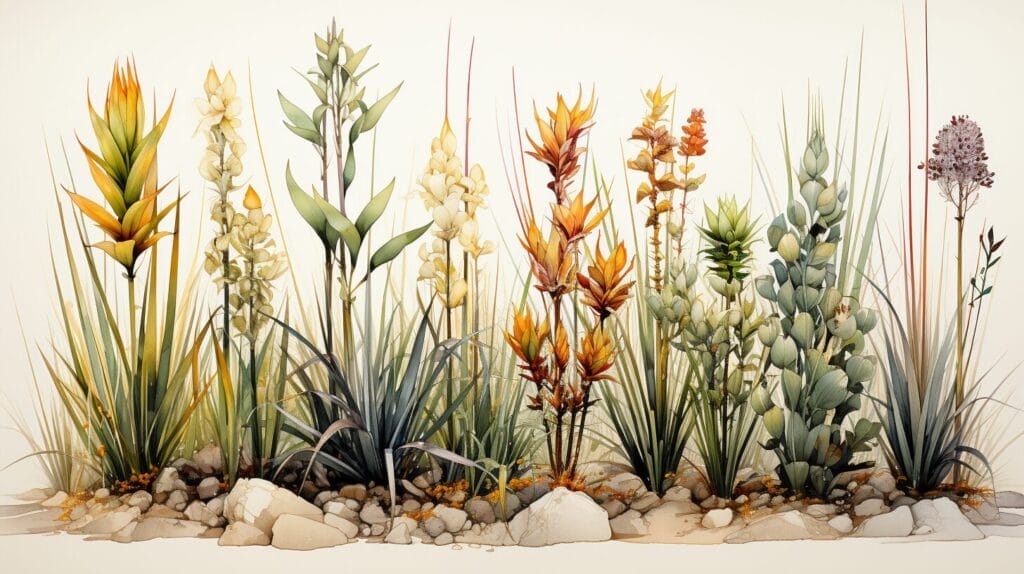 Yucca plant health comparison illustration.