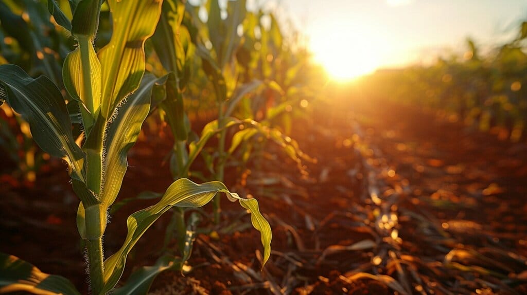 Corn plant with yellow leaves and stressors. yellow leaves on corn plant