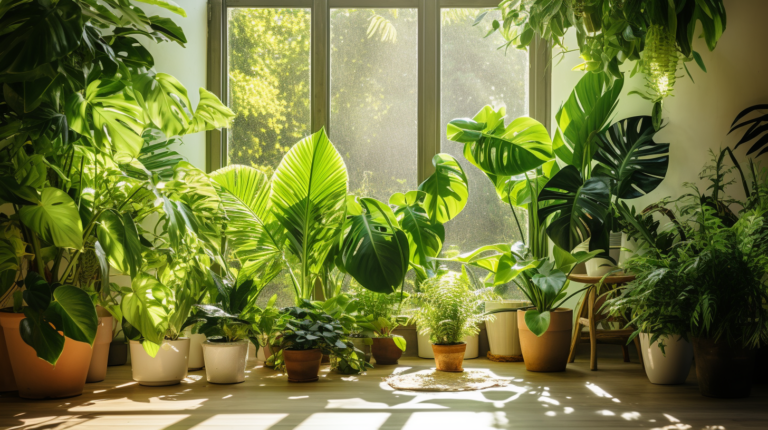 Lush and vibrant large leaf indoor plant in a well-lit room