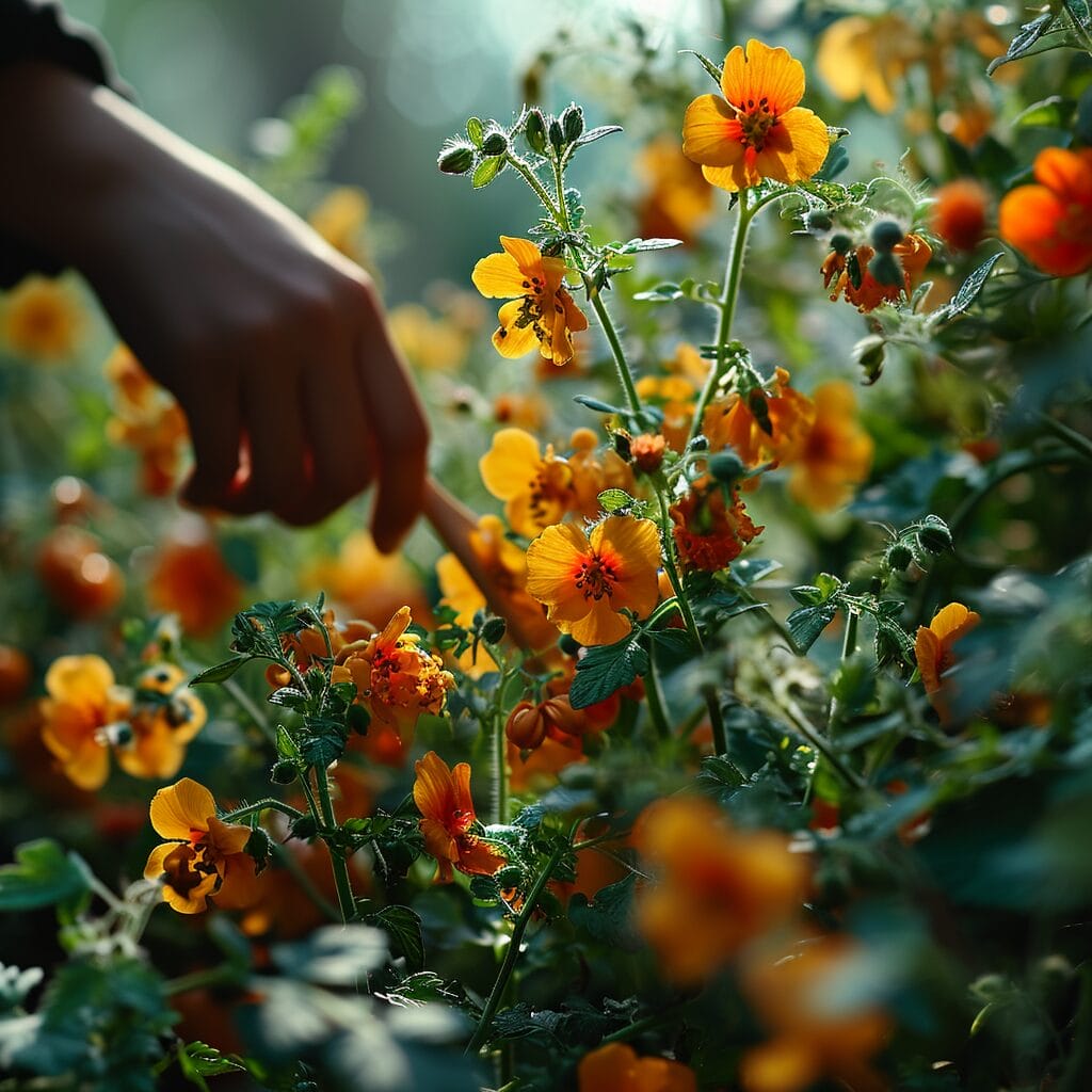 Diverse tomato plants with hand pollination.