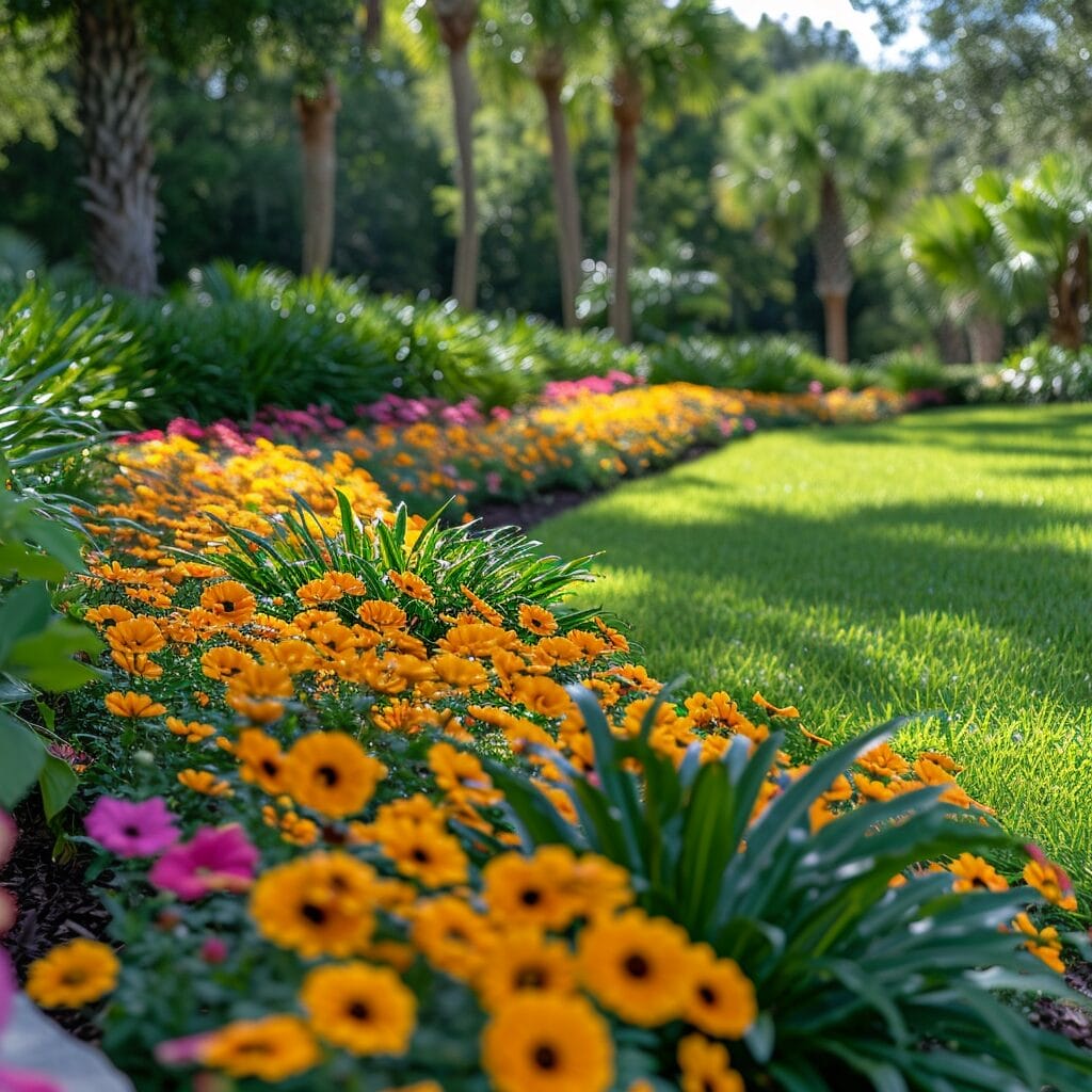 Florida garden with blooming perennials.