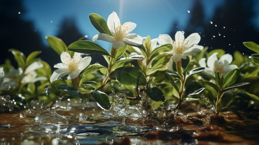 Gardenia with yellow leaves and vinegar treatment in sunny garden.
