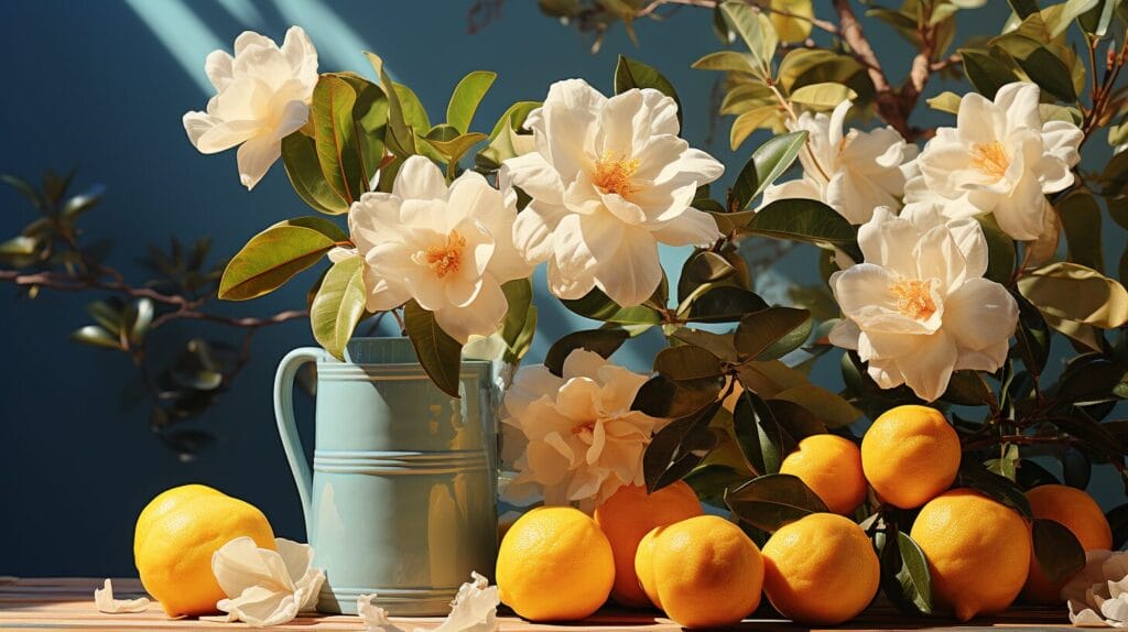 Green gardenia plants with vinegar watering and partial sunlight.