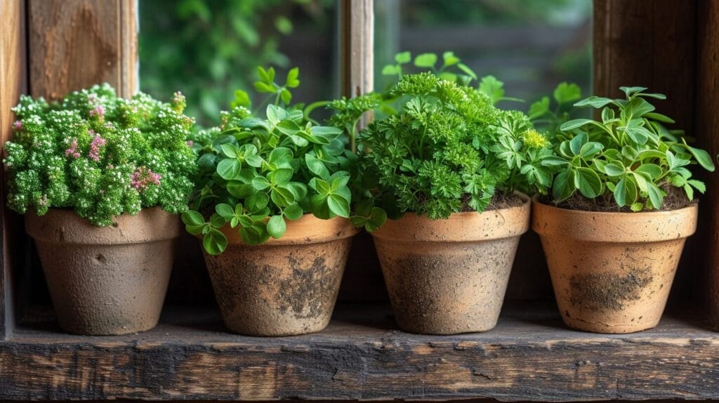 Hands holding freshly harvested parsley from a successful container garden.