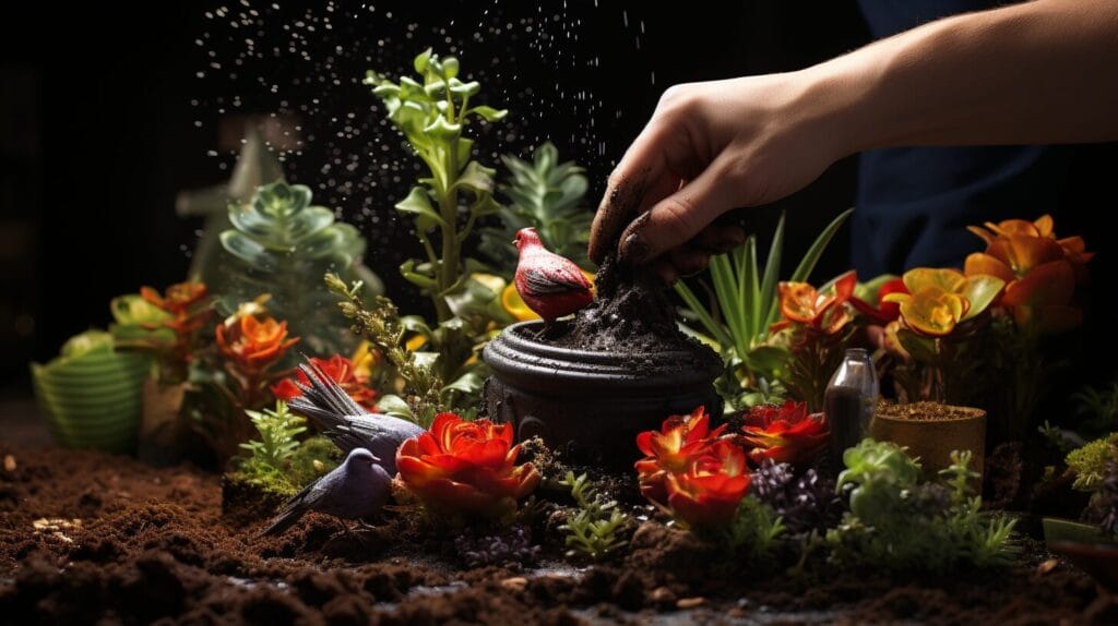 Hen and chicks in indoor terrariums and planters.