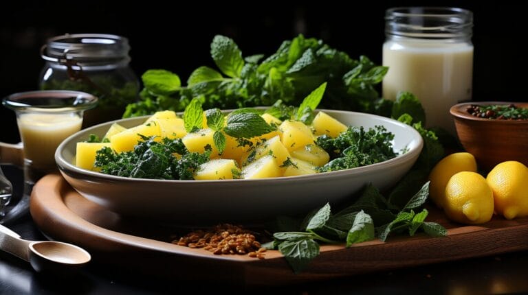 Kitchen prep with squash and kale.