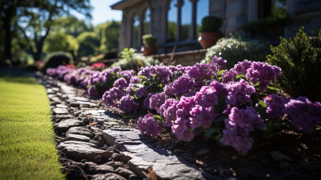 Lawn edge with mulch barrier.