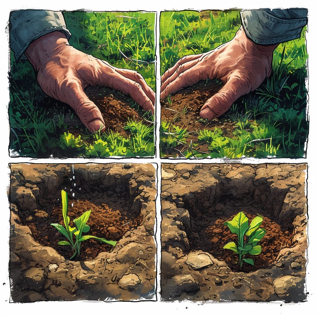 Lawn overseeding by hand with diverse seeds