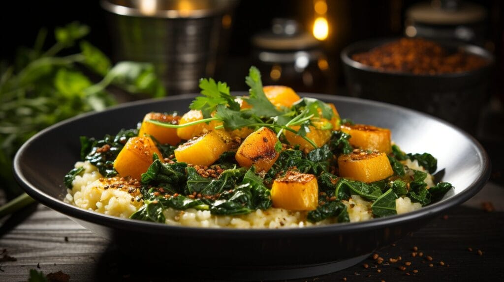 Summer cooking with squash and kale.