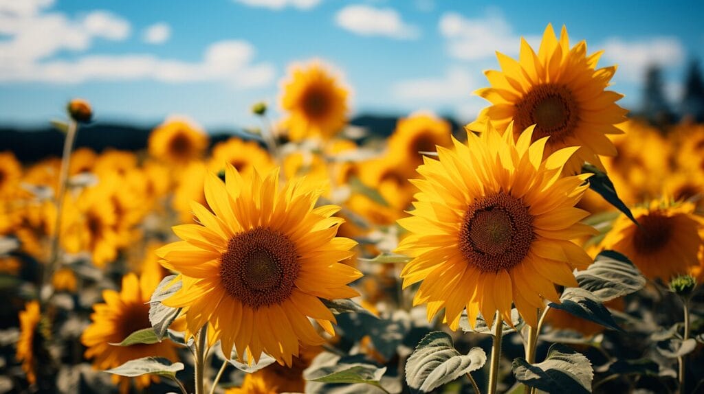 Yellow daisy, marigold, and coreopsis in sunlit meadow.