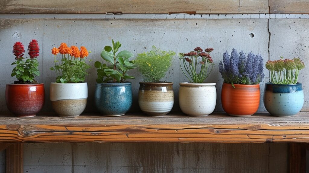 12-inch pot with lush green foliage, built-in drainage system, and modern design.