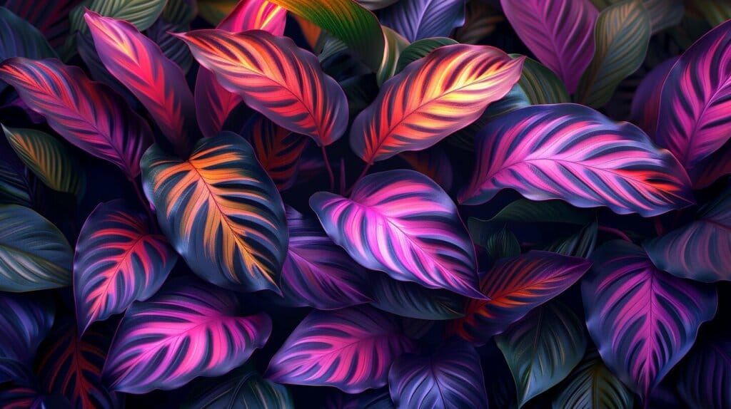 Collection of vibrant Calathea plants for a blog post about plant care tips.