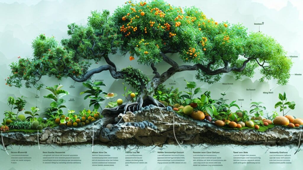 Diagram of guanabana tree growing zones.