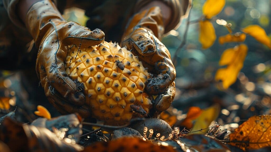 Harvesting ripe guanabana fruit with pests nearby.  How to plant a guanabana tree?