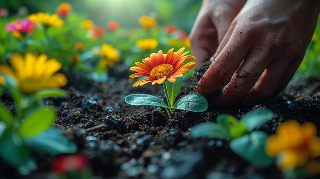 Symmetrical raised bed garden with a variety of vibrant, neatly arranged flowers. raised cut flower garden layout